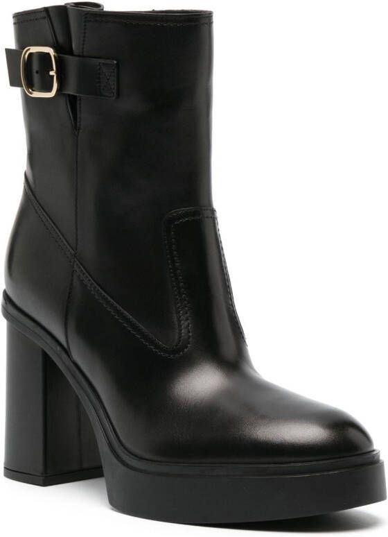 Santoni buckle-detail 11mm leather boots Black