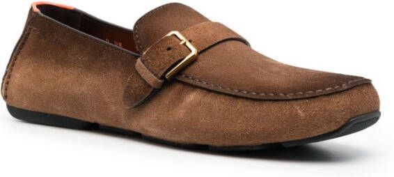 Santoni buckle-detail calf-leather loafers Brown