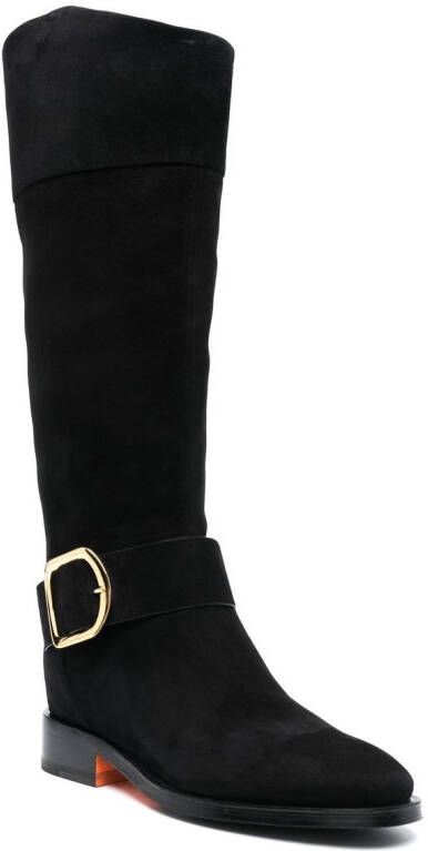 Santoni buckle detail knee-length boots Black