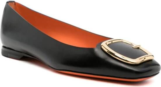 Santoni buckle-detail leather ballerina shoes Black