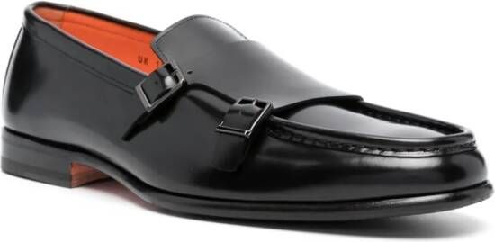 Santoni buckle-detail leather loafers Black