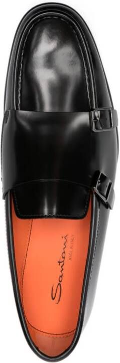 Santoni buckle-detail leather loafers Black