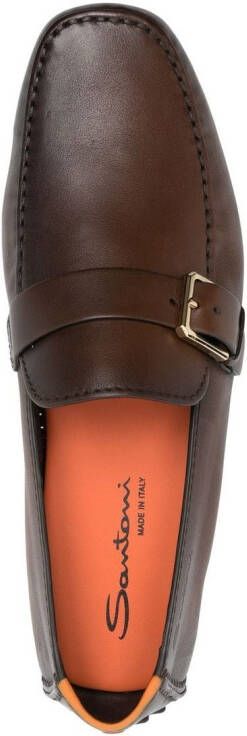 Santoni buckle-detail leather loafers Brown