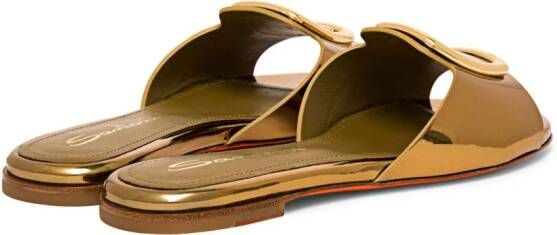 Santoni buckle-detail mirrored-finish sandals Gold