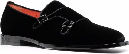 Santoni buckle detail monk shoes Black