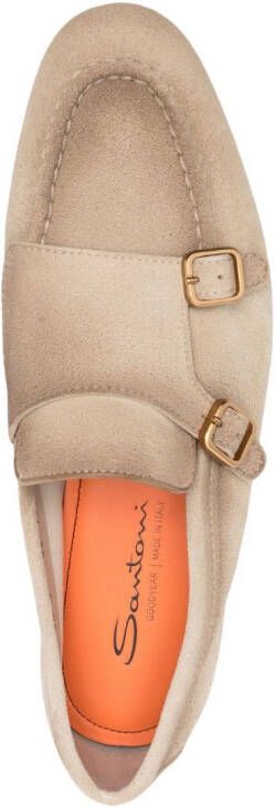 Santoni buckle-detail monk shoes Neutrals