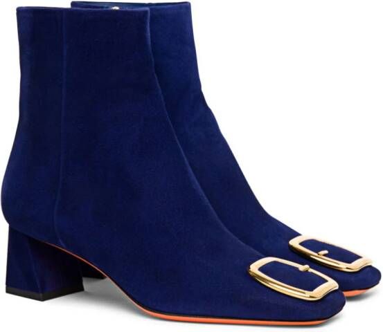 Santoni buckle-detail suede boots Blue