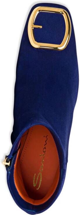 Santoni buckle-detail suede boots Blue