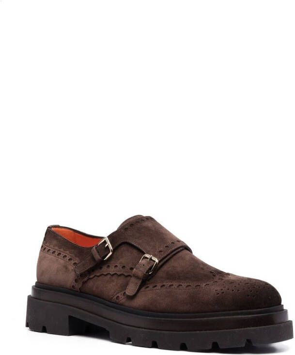 Santoni buckle-fastened monk shoes Brown