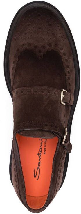 Santoni buckle-fastened monk shoes Brown