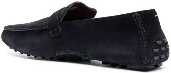 Santoni buckle-strap suede loafers Blue