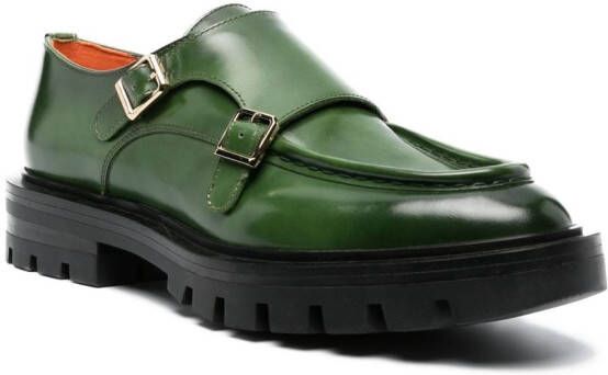 Santoni buckled leather loafers Green