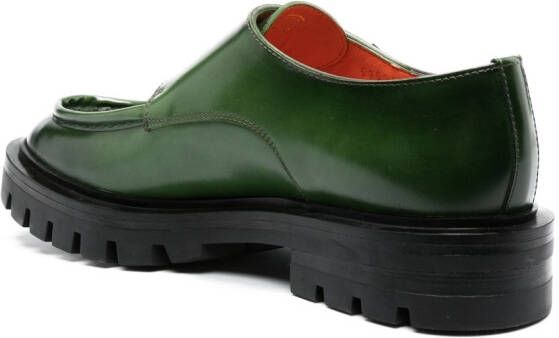 Santoni buckled leather loafers Green