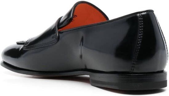 Santoni buckled-leather monk shoes Black