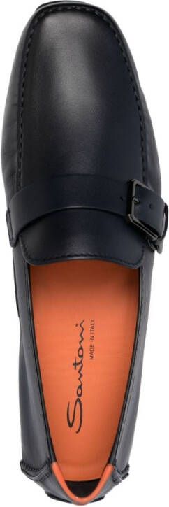 Santoni buckled leather monk shoes Blue