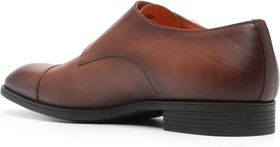 Santoni buckled leather Monk shoes Brown
