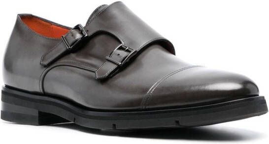 Santoni buckled leather shoes Grey