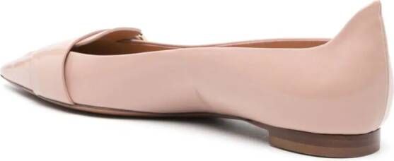 Santoni buckled patent-leather ballerinas Neutrals