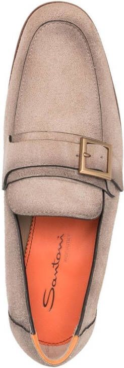 Santoni buckled suede loafers Neutrals