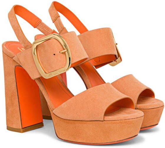 Santoni buckled suede sandals Orange