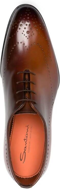 Santoni burnished-finish leather brogues Brown