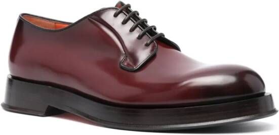 Santoni calf leather derby shoes Red