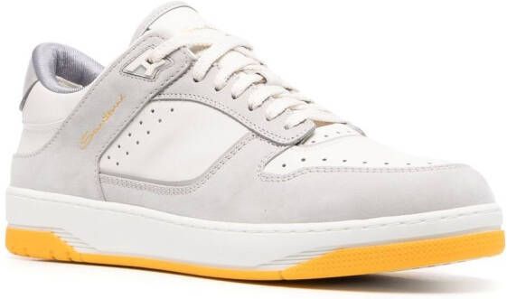 Santoni calf-leather lace-up sneakers White