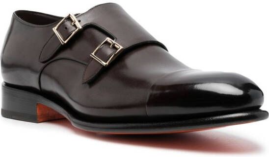Santoni calf-leather monk shoes Brown