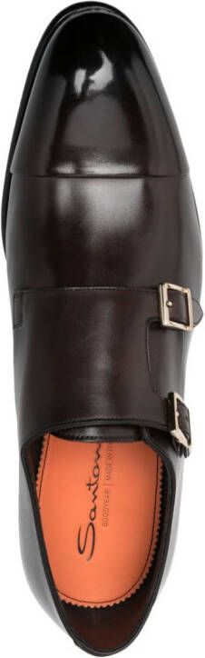 Santoni calf-leather monk shoes Brown