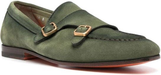 Santoni Carlos double-strap monk shoes Green