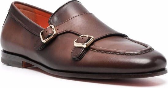 Santoni Carlos leather monk shoes Brown