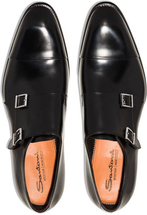 Santoni Carter leather monk shoes Black