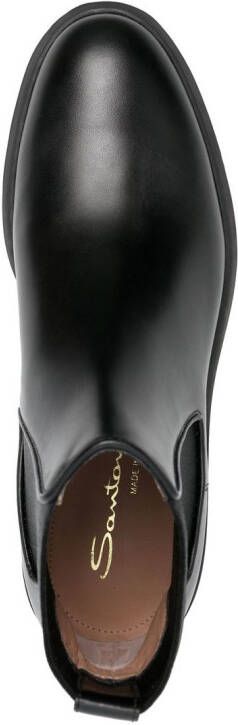 Santoni Chelsea round-toe leather boots Black