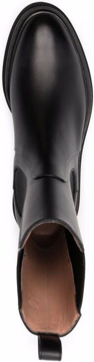 Santoni chunky leather ankle boots Black
