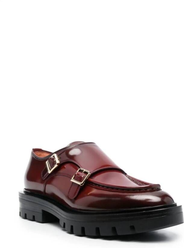 Santoni chunky leather loafers Red