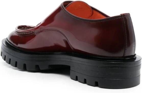 Santoni chunky leather loafers Red