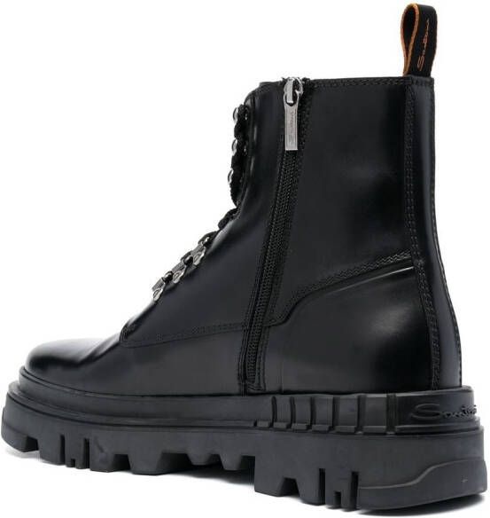 Santoni chunky-tread leather boots Black