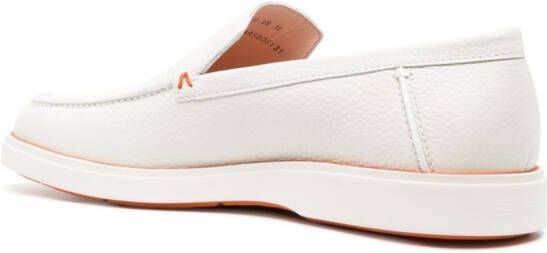 Santoni contrast-stitch leather loafers White