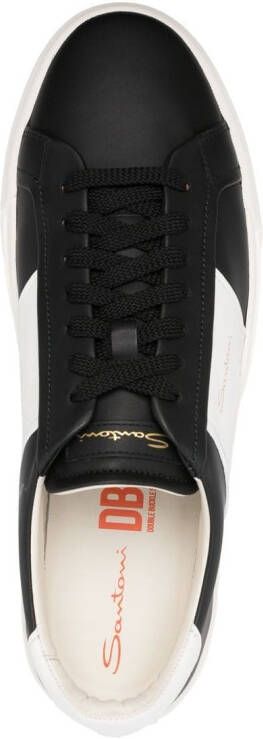Santoni contrasting-panel leather sneakers Black