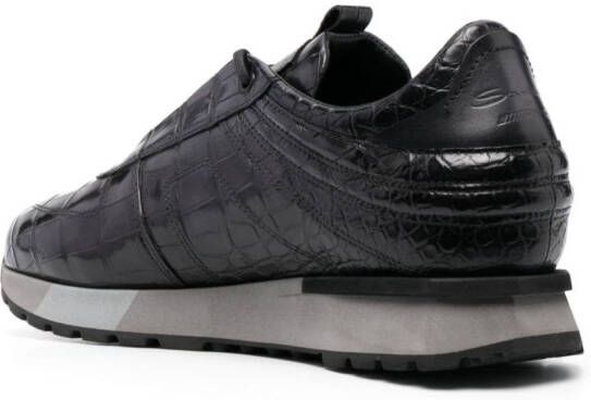 Santoni crocodile-effect low-top sneakers Black