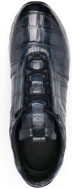 Santoni crocodile-effect low-top sneakers Blue
