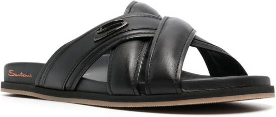 Santoni crossover-straps leather sandals Black