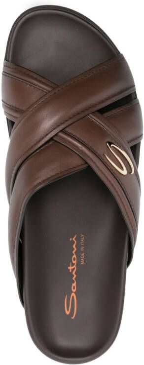 Santoni crossover-straps leather sandals Brown