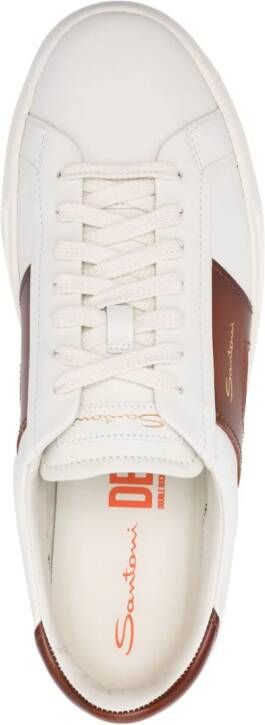 Santoni Double Buckle leather sneakers White