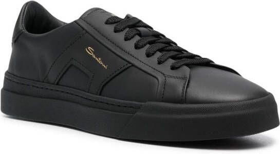Santoni leather low-top sneakers Black