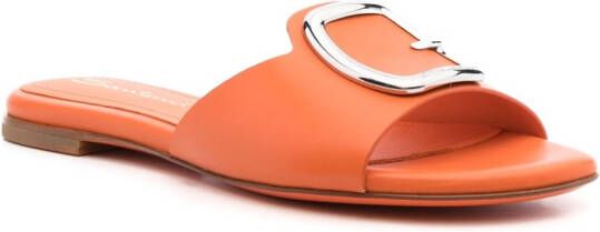 Santoni decorative-buckle leather sandals Orange