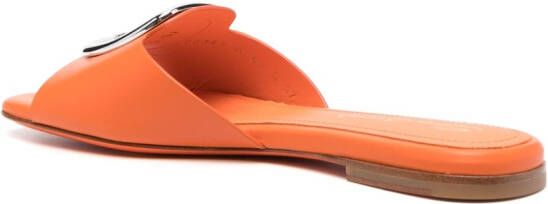Santoni decorative-buckle leather sandals Orange
