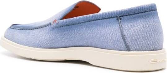 Santoni denim-print loafers Blue
