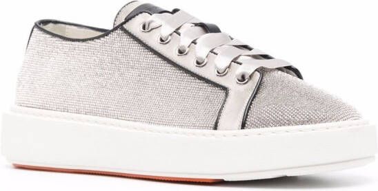 Santoni Derby sequin-embellished low-top sneakers Grey