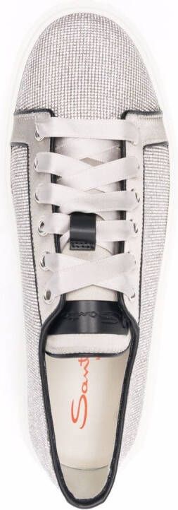 Santoni Derby sequin-embellished low-top sneakers Grey